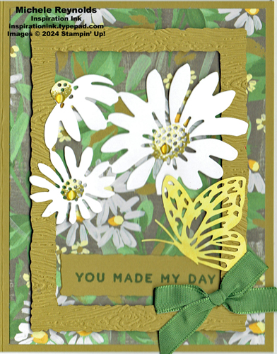 Cheerful daisies frame popping day watermark