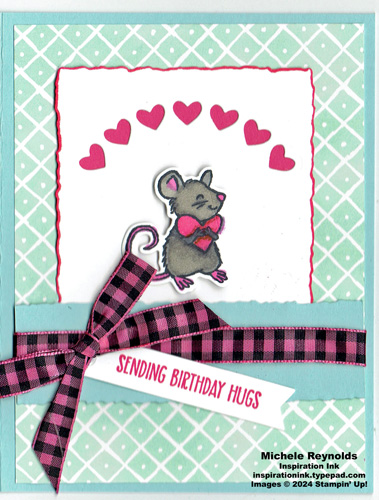 Hearts & hugs plaid birthday mouse watermark