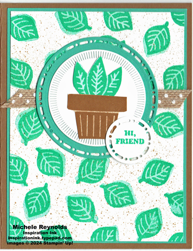 Planted paradise plant and leaf circles watermark