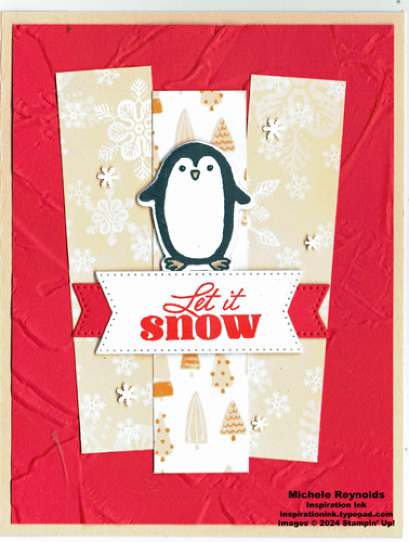 Snowy wonder pink snow penguin watermark