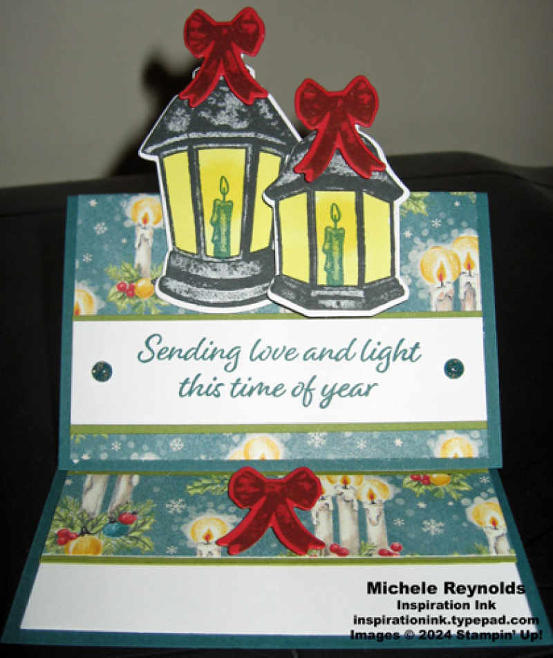 Light the year lantern easel card open