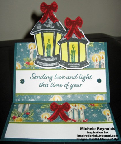 Light the year lantern easel card open