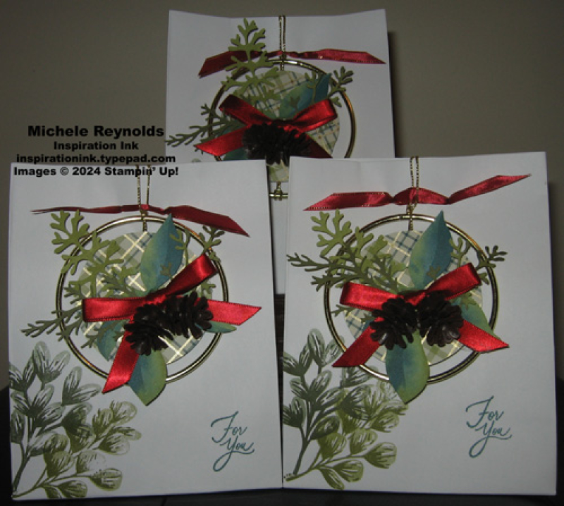 Golden greenery ornament bags