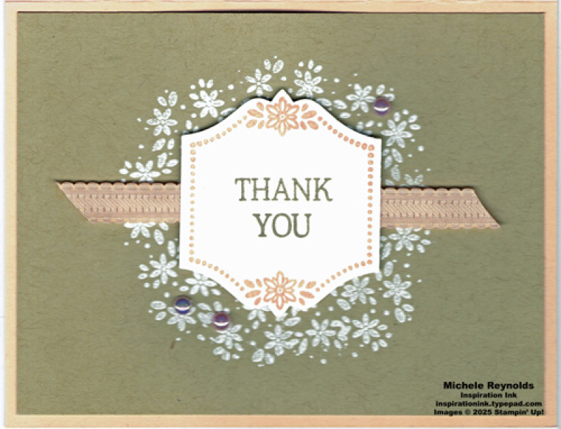 Bright borders embossed flowers wreath watermark