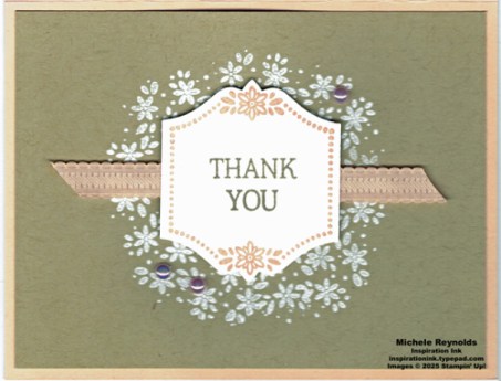 Bright borders embossed flowers wreath watermark