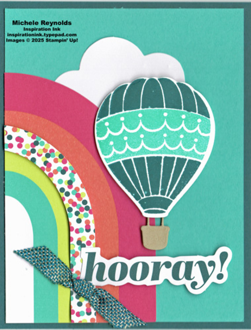 Hot air balloon rainbow celebration watermark