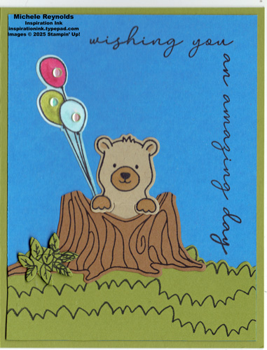 Peekaboo forest stump bear wishes watermark