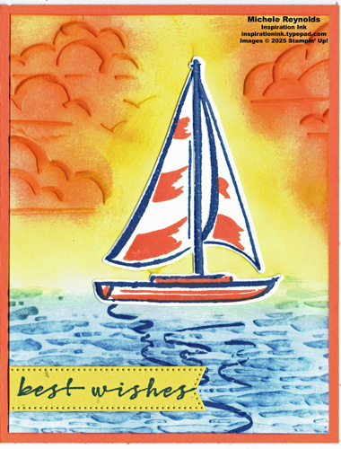 Sunrise sailing orange and yellow sunset watermark