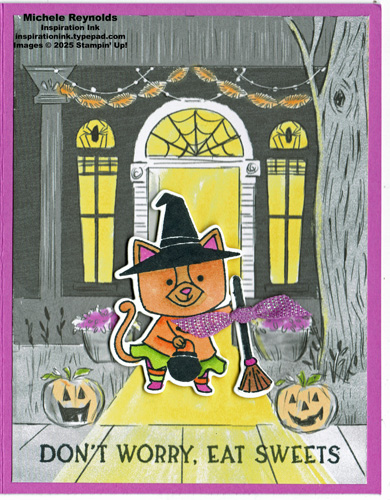 Spooky halloween sidewalk kitty witch watermark