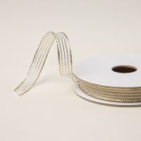 Gold Striped 3/8" (1 Cm) Mesh Ribbon [ 165599 ]